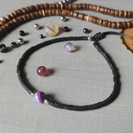 VIOLA TOHO bransoletka czerń agat fiolet srebro hematyt BlackberriesArts