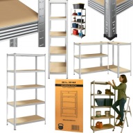 REGAŁ MAGAZYNOWY METALOWY DO GARAŻU WCISKANY WARSZTATOWY 180x90x40cm 900KG
