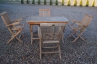 Stół ogrodowy + 4 krzesła drewniane, akacja, brązowy