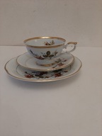 CHODZIEŻ FILIŻANKA SPODEK TALERZYK SERWIS KAWOWY TRIO Moss Rose EKSPORTOWY