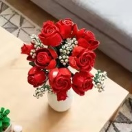 DUŻY BUKIET CZERWONYCH SZTUCZNYCH KWIATÓW Z KLOCKÓW RÓŻE WALENTYNKI