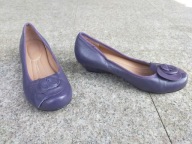 HOTTER nr 37/4UK wygodne fioletowe czółenka na koturnie skóra