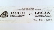 stary bilet RUCH Chorzów - LEGIA Warszawa 25.10.95