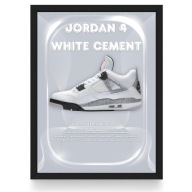 Plakat Jordan 4 “White Cement” Split (Czarna/Biała Ramka)