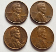 USA, 1 cent 1944-1956 - zestaw (4szt)