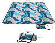 DUŻY KOC PIKNIKOWY 200x200 cm WODOODPORNY MATA PLAŻOWA PIKNIKOWA GRILL PARK