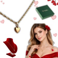 NASZYJNIK ZŁOTY POZŁACANY DAMSKI SERCE 50 CM DLA NIEJ PREZENT NA WALENTYNKI