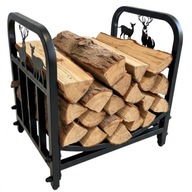 Stojak KOSZ NA DREWNO KOMINKOWE METALOWY OZDOBNY PREMIUM DUŻY WYTRZYMAŁY