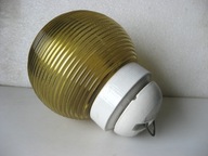 Fabryczna LAMPA Przemysłowa : Loft BAUHAUS : KULA WISZĄCA : Szkło MIODOWE