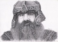 Rysunek, kadr z filmu "Władca Pierścieni: Dwie wieże" - Gimli, syn Gloina