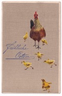 Kura kurczaki 1908r. Litografia Tłoczona