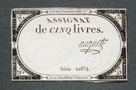 5 livres 1793 seria 3656 ( papier ze znakiem wodnym i suchą pieczęcią )