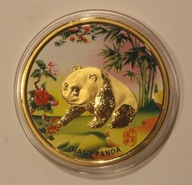 PANDA - GIANT PANDA - NUMIZMAT PLATEROWANY - ZŁOCONY, KOLOR - RZADKOŚĆ