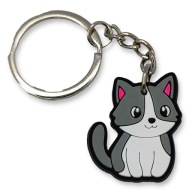 Brelok KOT Kotek SŁODKA Zawieszka DO KLUCZY Prezent Szaro Biały