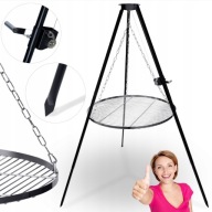 RUSZT STALOWY GRILL NA OGNISKO 80CM TRÓJNÓG SOLIDNE PALENISKO OGRODOWE DUŻY