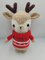 Uroczy Renifer na szydełku prezent na święta maskotka przytulanka HandMAde