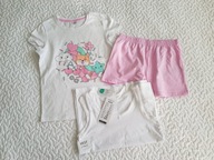 Pepco piżamka biała i róż i 2 koszulki nowe roz 122-128
