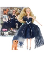 Lalka Księżniczka W Sukni Balowej Tiulowej Piesek Korona Blond WOOPIE