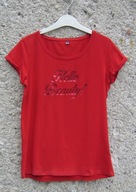 Szachownica bawełniana czerwona damska bluzka z printem L