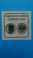 Certyfikat kopii próby10 zł 1925,CHROBRY,,stan I
