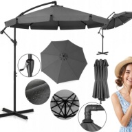 PARASOL OGRODOWY DUŻY Z WYSIĘGNIKIEM SKŁADANY Z PODSTAWĄ 350 CM + POKROWIEC