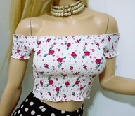 FB SISTER GUMKOWANA BLUZKA HISZPANKA W CZERWONE RÓŻE PIN UP S