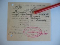 LWÓW POLSKI ZWIĄZEK KOLEJOWCÓW przedwojenna LEGITYMACJA 1928