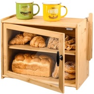 CHLEBAK DREWNIANY POJEMNIK NA CHLEB PIECZYWO DUŻY 37x29x20 CM BAMBUSOWY