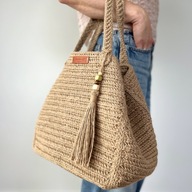Jute Urban Voyager - torba damska jutowa handmade, styl boho, modny detal