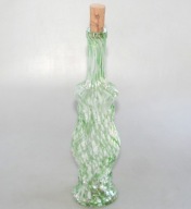 BUTELKA / KARAFKA SZKŁO DEKORACYJNE BIAŁO-ZIELONE