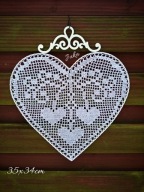 Szydełkowe serce 35x35 -zawieszka /dekoracja okienna/ rękodzieło Juka