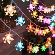 Lampki LED Płatki Śniegu 6 m 40 LED Multicolor USB Wodoodporne