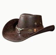 Kowbojski Kapelusz eko skóra głowa byka texas vintage retro 57 58 kowboj