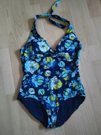 TU strój kąpielowy kostium granatowy w kwiaty damski jednoczęściowy 44