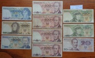 Zestaw banknotów z okresu PRL-u 20 - 1000 zł z lat 1982 - 1988 r. 10 szt