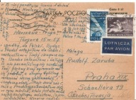 WARSZAWA-PRAGA -karta -poczta lotnicza -obieg 1948 rok Cp104