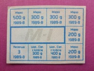 PRL kartka zaopatrzeniowa mięso sierpień 1989 (1503a)