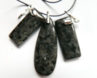 Larvikit szary, norweski kamień księżycowy, zestaw biżuterii