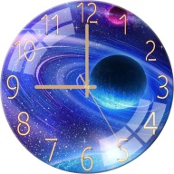 ZEGAR ŚCIENNY SZKLANY 30CM KOSMOS PLANETA CICHY NOWOCZESNY DO SALONU