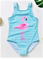 SUPER Strój kąpielowy blue flamingi roz.122/128