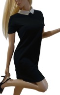 Z_A_R_A czarna sukienka z kołnierzykiem krótki rękaw idealna na wiosnę S
