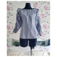 WYGODNA DŁUGIM RĘKAWEM MARSZCZONA vintage paris SEXY marszczeniami miła