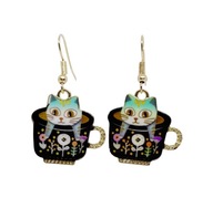 Kolczyki z kotem w filiżance