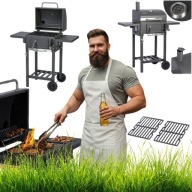 GRILL OGRODOWY WĘGLOWY BERDSEN RUSZT ŻELIWNY DUŻY 42x31,5 cm + TERMOMETR