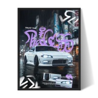 Plakat Nissan Silvia w ramce 30x40 cm dekoracja ścienna obraz białego auta