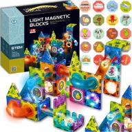 Klocki magnetyczne konstrukcyjne tor kulkowy edukacyjne kreatywne 73 el