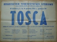 KRAKOWSKIE TOWARZYSTWO OPEROWE -DOM OFICERA LUBICZ -TOSCA -afisz -1954 rok