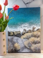 Obraz na ścianę strukturalny 3D morze ocean turkus 30x40 ręcznie malowany