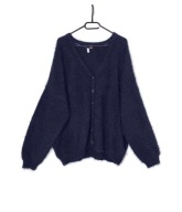 Sweter Kardigan Oversize Puszysta Nitka Granatowy |R. Uniwersalny