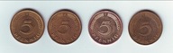 Niemcy 5 Pfennig 1986 D,F,G,J